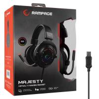 RAMPAGE MAJESTY Siyah RGB Led 7.1 Surround Sound System Gaming Mikrofonlu Oyuncu Kulaklığı